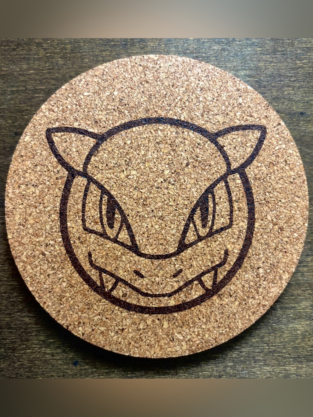Pokemon Kangaskhan Face Laser Engraved Cork Coaster